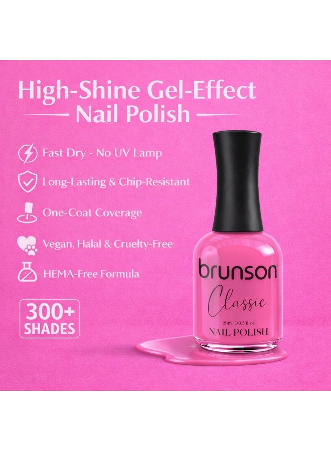 Brunson Classic Nail Polish 18ml Fast Dry Nail Lacquer Nail Harderner Normal Polish Glossy Gel Effect Quick Air Dry Long-Lasting Natural Nail Enamel Salon Quality Manicure Pedicure Regular Polish - Image 3